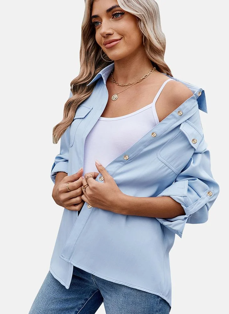 يونيكي Blue Plain Regular Fit Shirt