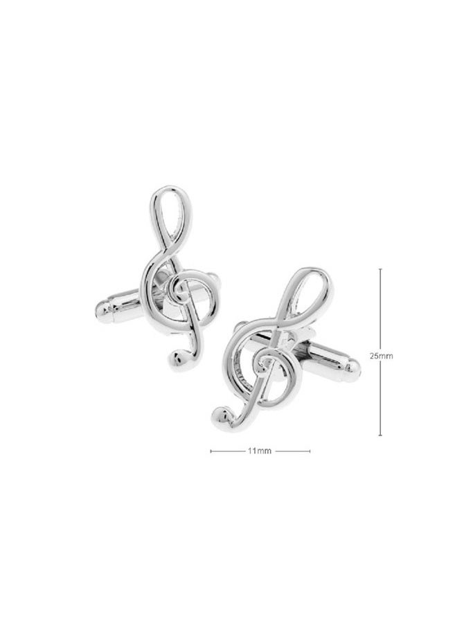 MRCUFF Treble Clef Music Note Pair Cufflinks in a Presentation Gift Box & Polishing Cloth - Image 2