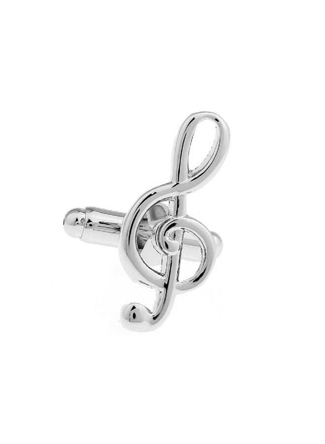 MRCUFF Treble Clef Music Note Pair Cufflinks in a Presentation Gift Box & Polishing Cloth - Image 1