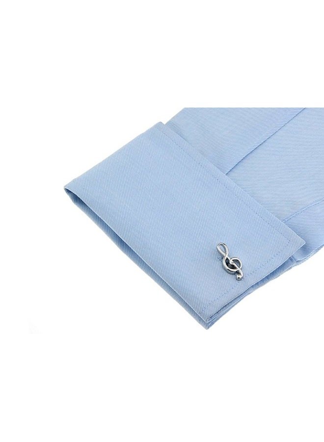 MRCUFF Treble Clef Music Note Pair Cufflinks in a Presentation Gift Box & Polishing Cloth - Image 3