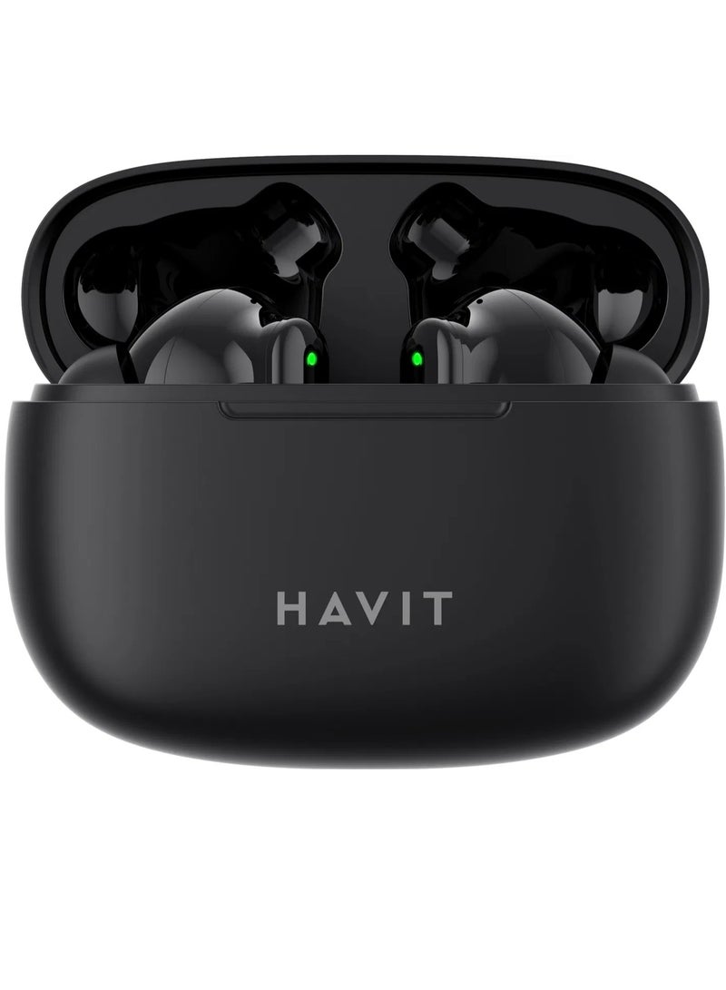 havit True Wireless Bluetooth V5.3 Earbuds, HiFi Stereo with Deep Bass, Smart Touch Control, 10mm Driver, Dual Microphones with ENC for Clear Calls, 20 Hours Playback, In-Ear Earphones, Compatible with iOS and Android Devices, Wireless Earphones for Music & Calls (Black) - Image 2