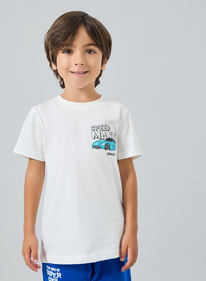 Styli Boys Off-White Graphic Cotton T-Shirt - Image 1