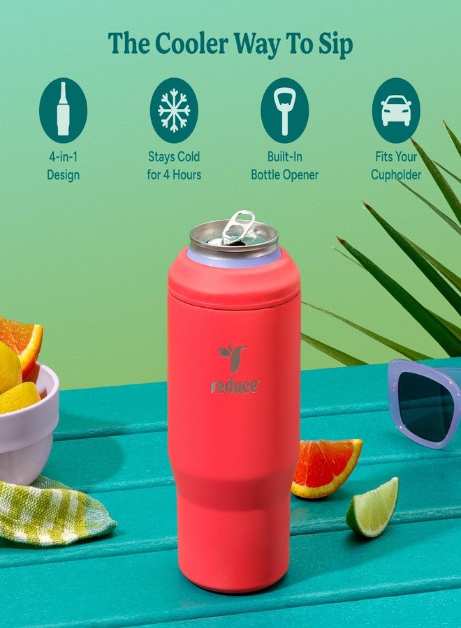Reduce 4-in-1 Drink Cooler - Versatile Can & Bottle Holder with Vacuum Insulation - Keeps Drinks Cold Up to 4 Hours - Includes Bottle Opener - Fits Cupholders & Dishwasher Safe - 14oz - Daiquiri - Image 2