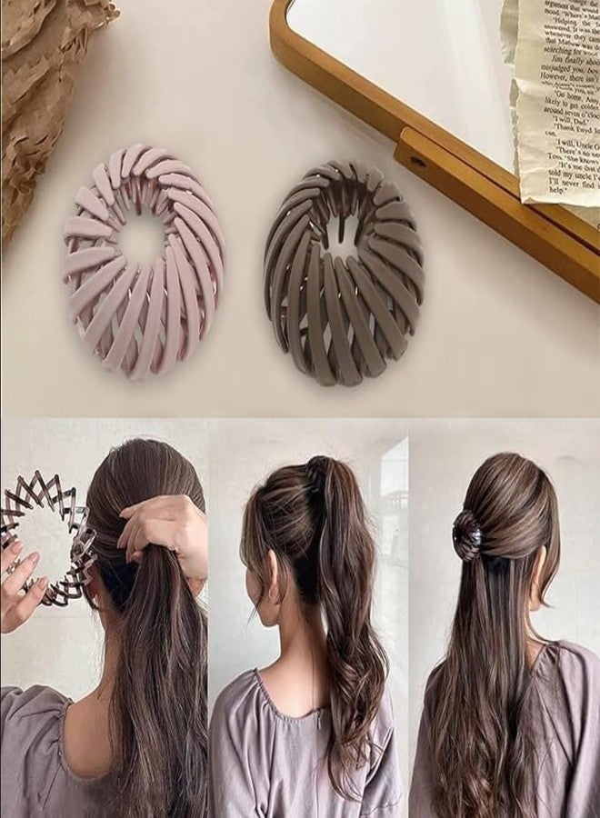 AMAZBIRD Hair Clip Ponytail Holder Clip Vintage Geometric Hair Loops Ponytail Hairpin Bun Maker Hair Styling Tool Claw Hair Clips for Woman Girls Hair Accessories Ponytail Holder 4_PACK - Image 4