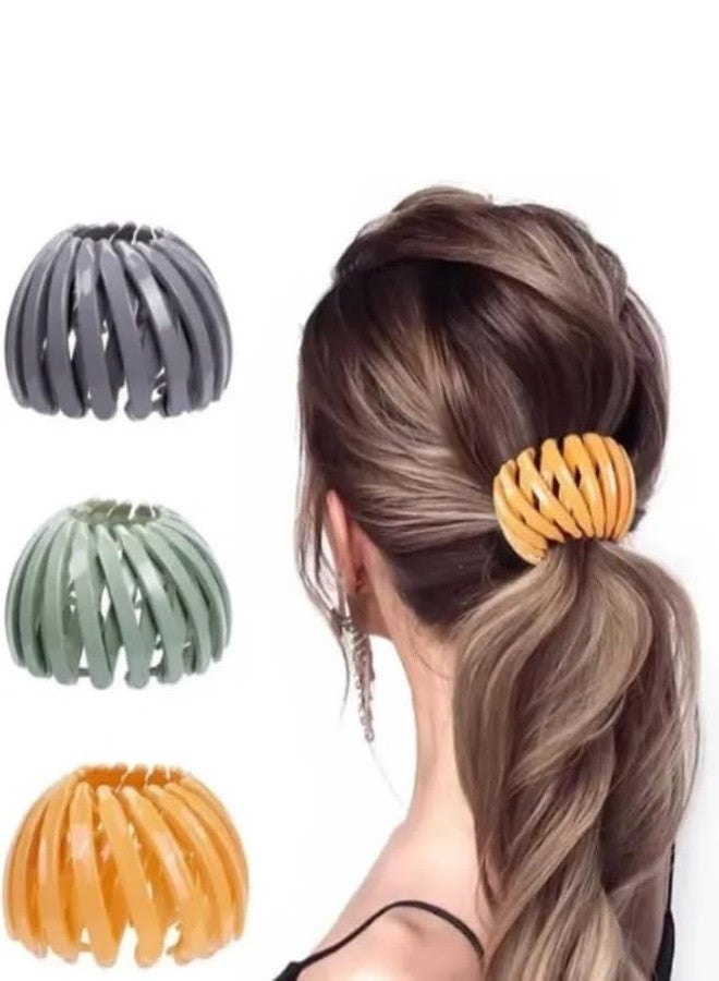 AMAZBIRD Hair Clip Ponytail Holder Clip Vintage Geometric Hair Loops Ponytail Hairpin Bun Maker Hair Styling Tool Claw Hair Clips for Woman Girls Hair Accessories Ponytail Holder 4_PACK - Image 2
