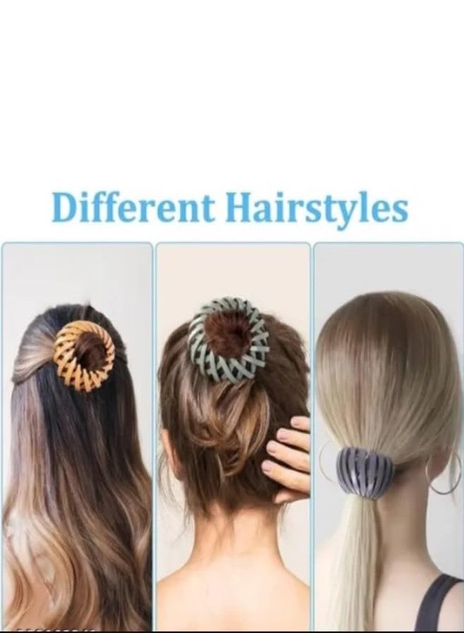 AMAZBIRD Hair Clip Ponytail Holder Clip Vintage Geometric Hair Loops Ponytail Hairpin Bun Maker Hair Styling Tool Claw Hair Clips for Woman Girls Hair Accessories Ponytail Holder 4_PACK - Image 3