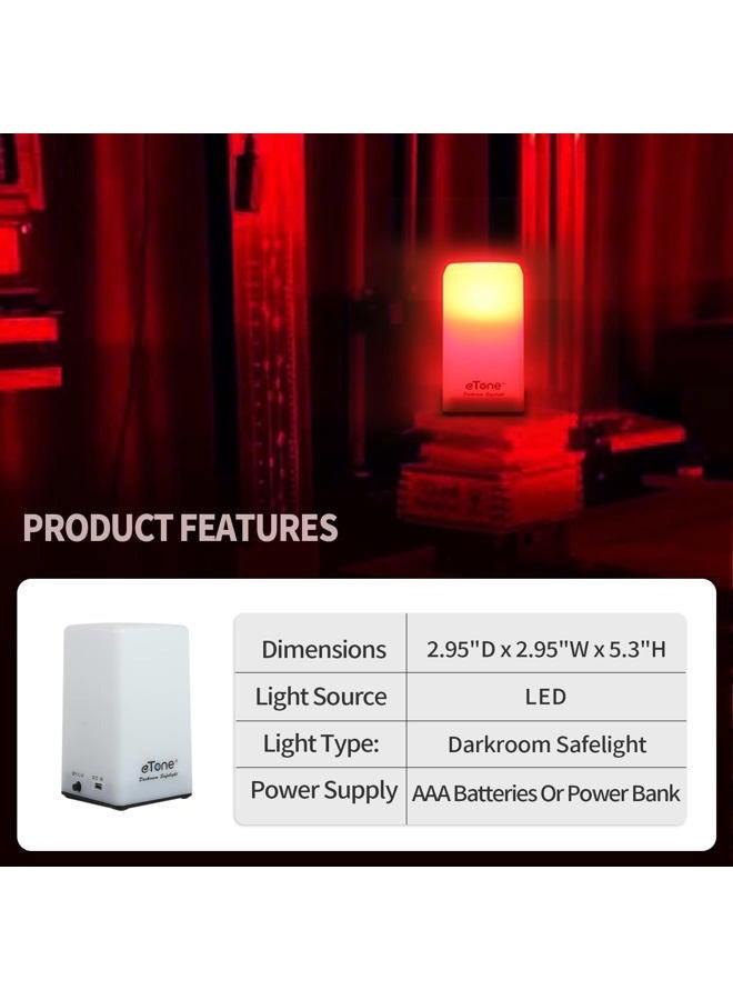 eTone Darkroom Portable Safe Light Lamp 635nm Wavelength with USB Cable Suitable for Processing B&W Film and B&W Print Paper - Image 5