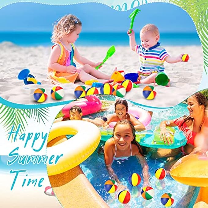 Jerify 24 Pcs Mini Beach Stress Balls 2.5 Inch Foam PU Relief Stress Ball Mini Rainbow Blow Up Beach Balls Toys for Girls Boys Birthday Beach Hawaiian Party Favors Summer Water Games (Classic Color) - Image 2