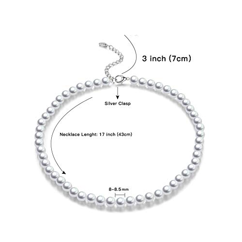 BULINLIN Beaded Strand Pearl Choker Necklace - Fashion Jewelry Birthday Gifts For Women(21-8mm White) - Image 4
