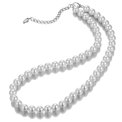BULINLIN Beaded Strand Pearl Choker Necklace - Fashion Jewelry Birthday Gifts For Women(21-8mm White) - Image 2