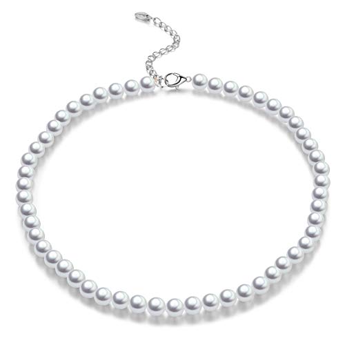 BULINLIN Beaded Strand Pearl Choker Necklace - Fashion Jewelry Birthday Gifts For Women(21-8mm White) - Image 1