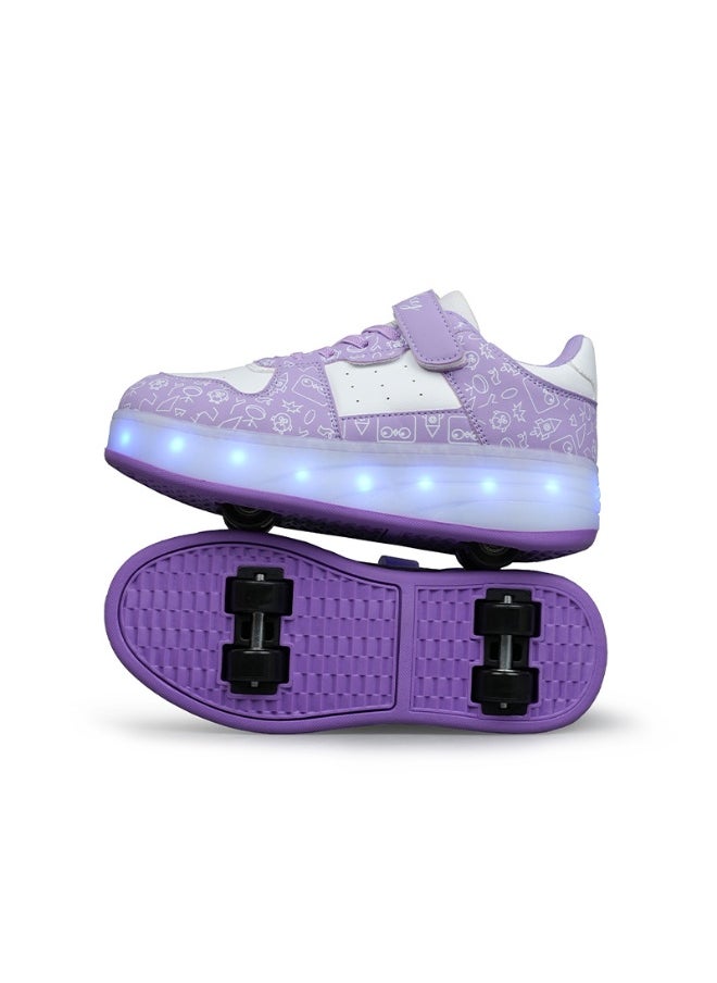 NIBEMINENT Kids Roller Skates Shoes 4 Wheels Roller Shoes Boys Girls Wheel Shoes Roller Sneakers Shoes for Beginner More Balanced  - Image 2