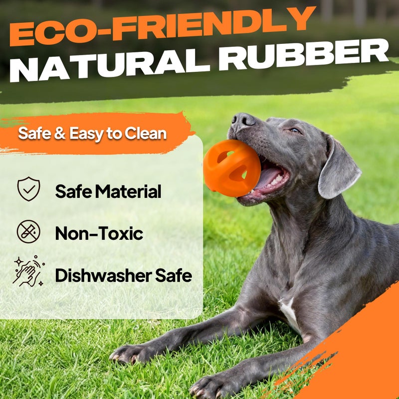 Fida Natural Rubber Dog Balls for Aggressive Chewers, Durable Dog Chew Toys for Large Dogs, Interactive Fetch & Tug of War Toys for Medium Large Breed Non-Toxic Dish Washable,4.5 * 4.5" - Image 2