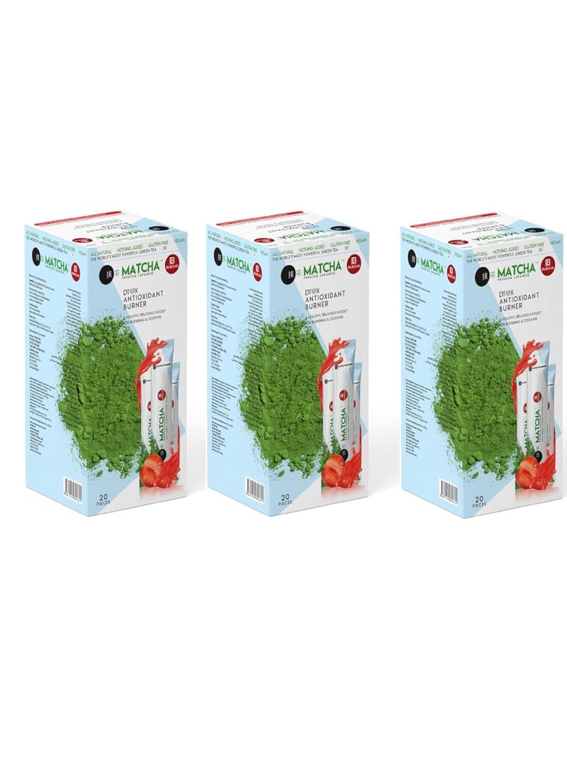 MATCHA Premium Japanese DETOX AND ANTIOXIDANT BURNER TEA - 3 BOXES (60 Pieces)