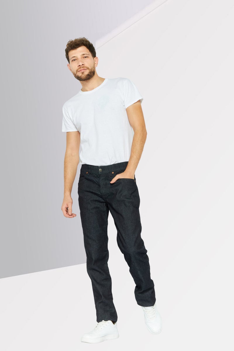 DIESEL جينز رجالي ضيق مزين قابل للتمدد، أزرق داكن - Image 4