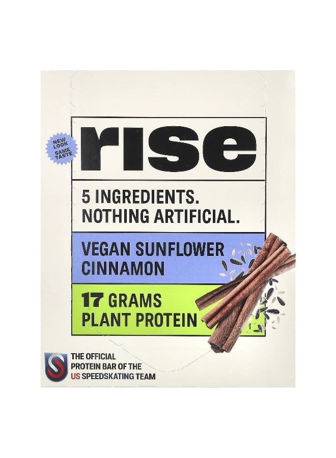 RiseBar Rise Bar, Protein Bar, Vegan Sunflower Cinnamon, 12 Bars, 2.1 oz (60 g) Each - Image 1