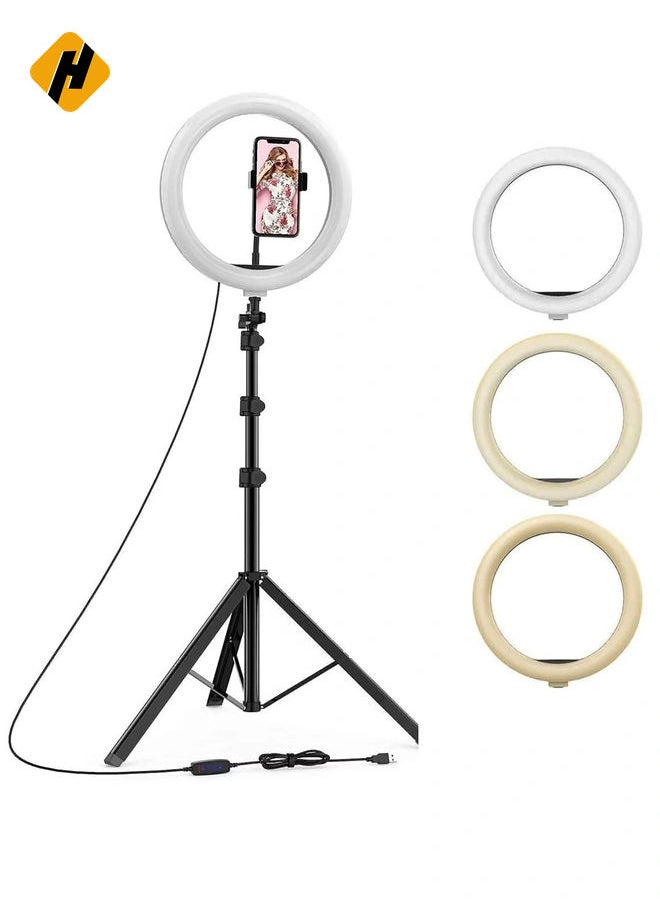 HuHa - 10inch-Ringlight-with-Stand Portable LED Ring Light with 3 Color Modes Dimmable Lighting Photo-Shoot | Video Shoot | Live Stream | Makeup & Vlogging compatibly for All mobiles - Image 1