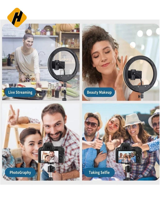 HuHa - 10inch-Ringlight-with-Stand Portable LED Ring Light with 3 Color Modes Dimmable Lighting Photo-Shoot | Video Shoot | Live Stream | Makeup & Vlogging compatibly for All mobiles - Image 1