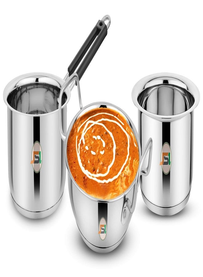 JSI Stainless Steel Induction Base Cookware Combo Set for Kitchen - Milk Tope/Pan 1600ml - Saucepan/Tea Pan 1600ml - Kadhai 2000ml, Heavy Gauge Triply Base - Steel Cooking Pot/Pan Essential - Image 2