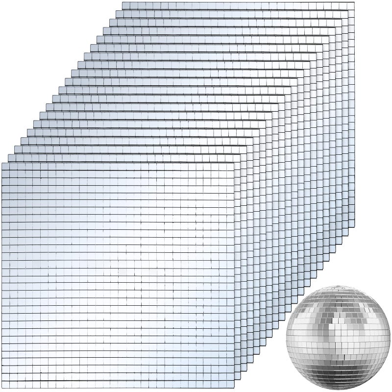 SOUJOY SOUJOY 36000 Pieces Mirror Mosaic Tiles 5 x 5 mm Self Adhesive Mirror Stickers Real Glass Mini Square Mirrors Disco Ball Stickers for Crafts DIY Home Decorations 