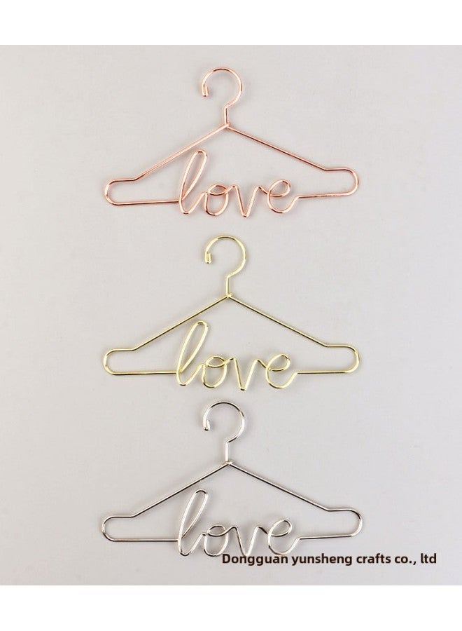 Hanging Plating Color Plating Creative Metal BJD Doll Hanger 3/6 Points Cotton Doll Mini Small Clothes Hanging-Height:75mm Silver Belt Love  - Image 3