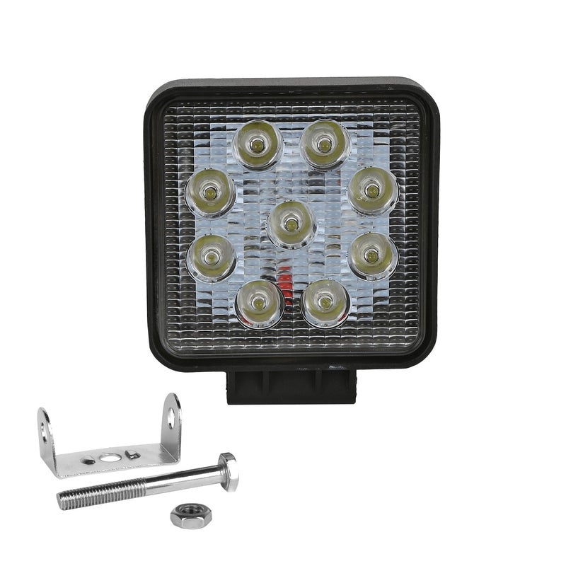 Autofy 9 LED Universal Bike Motorcycle Car Fog Light Work Light Heavy Duty Aluminum All Weather SMD CREE Bar Light for Bikes SUV ATV Cars - with Fitting Inside(27W, White Light, Single Unit) - Image 5