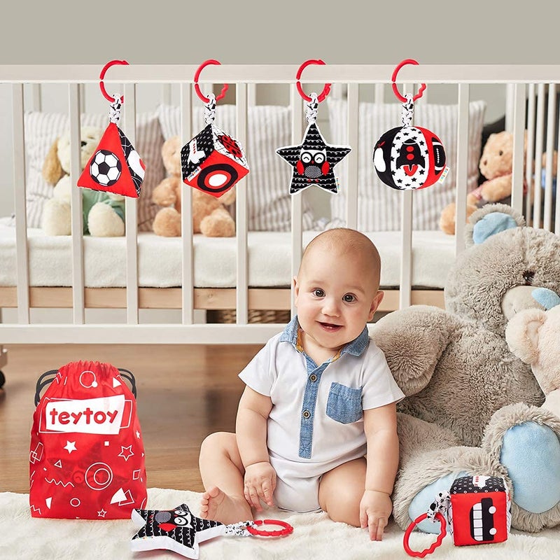 teytoy High Contrast Baby Stroller Toy  Black and White Infant Pattern Toys with Rattle  Easy Clip Hanging Toys  Stroller Crib Carseat Toy  Newborn Baby Toys for 0 3 6 9 12 Month - Image 2