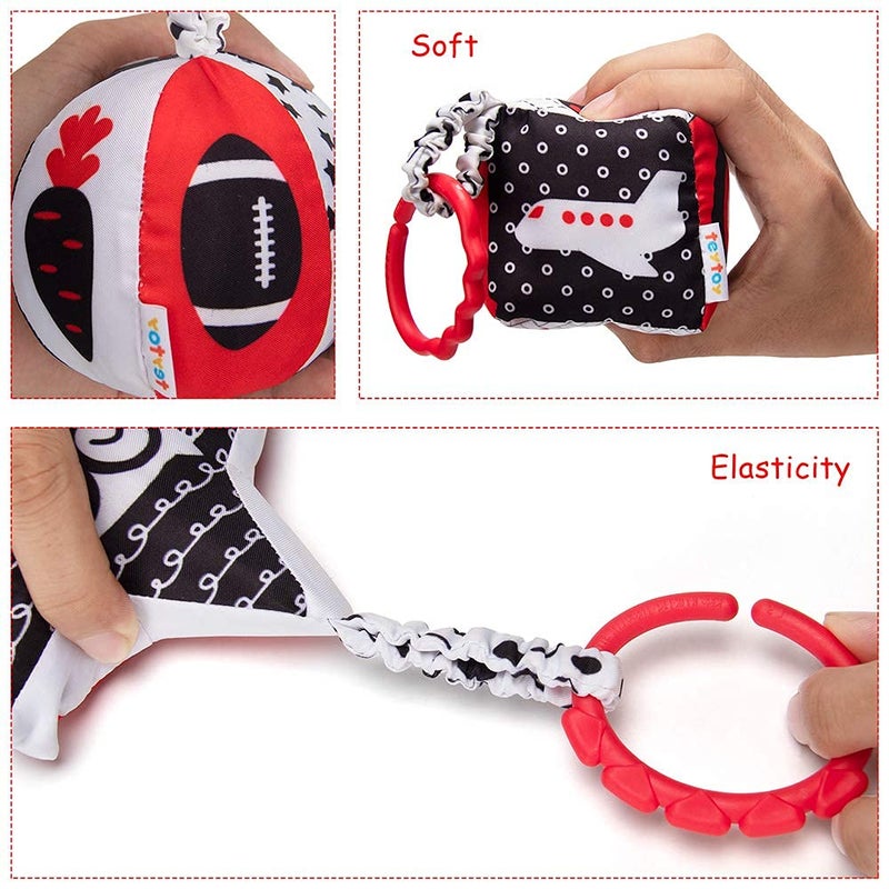 teytoy High Contrast Baby Stroller Toy  Black and White Infant Pattern Toys with Rattle  Easy Clip Hanging Toys  Stroller Crib Carseat Toy  Newborn Baby Toys for 0 3 6 9 12 Month - Image 4