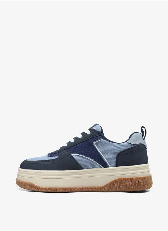 GAP Women's Panelled Low Ankle Sneakers with Lace-Up Closure