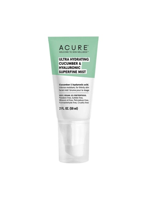 ACURE Ultra Hydrating Cucumber & Hyaluronic Superfine Mist, 100% Vegan | Intense Moisture for Super Thirsty Skin | 2 Fl Oz