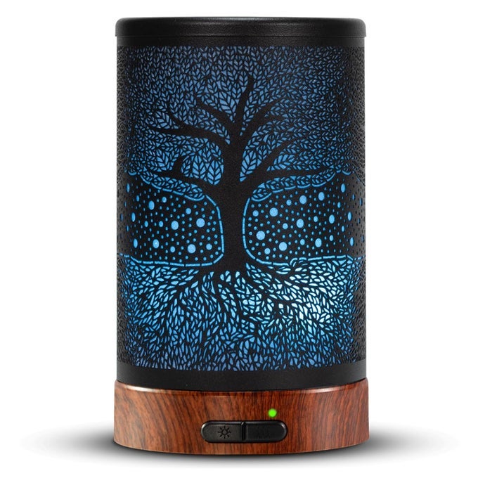 AROMATHERAPY ESSENTIAL OIL DIFFUSER 150ML- ELECTRIC COOL MIST AROMA DIFFUSER WITH INTERMITTENT MODE, AUTO SHUT-OFF PROTECTION, 7 COLORS CHANGING LED LIGHT FOR HOME OFFICE DECOR & GIFT (LIFE TREE)