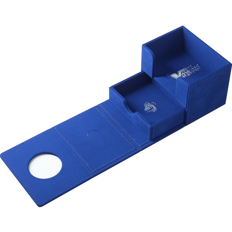 Gamegenic Gamegenic Cardfight!! Vanguard Nation's Vault | Premium Deck Box | Holds up to 50 Double-Sleeved Cards | Extra Drawer for Power Counters and Accessories | Dark States - Blue Color | Made - Image 2