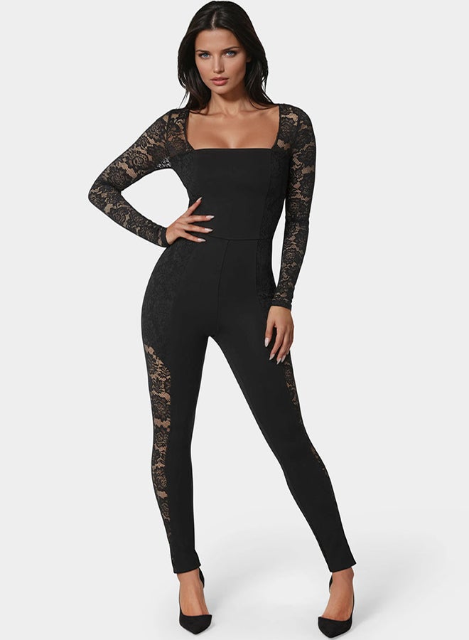 bebe Lace Combo Catsuit  - Image 2