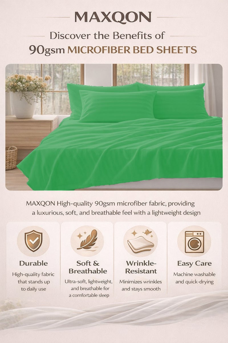 ماكسكون طقم ملاية سرير مايكروفايبر فاخر مكوّن من 3 قطع – ملاية مسطحة مقاس (180×240 سم) مع 2 كيس وسادة (50×75 سم) – ناعم جداً، قابل للتنفس، ومقاوم للتجاعيد – مناسب لأسرة السنجل والتوين – مثالي للاستخدام المنزلي والفندقي - Image 4