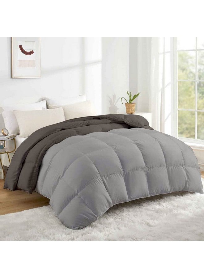 Razzai رازاى 500 جي إس إم لحاف شتوي مريح مجموعة متميزة لحاف مخيط قابل للعكس (90" × 90" بوصة/228 سم × 228 سم) - لحاف بحجم كوين | فضي/رمادي داكن | TC - 400 - Image 2