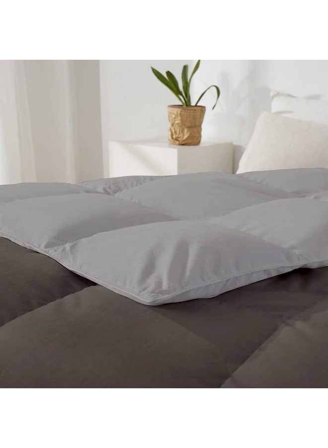 Razzai رازاى 500 جي إس إم لحاف شتوي مريح مجموعة متميزة لحاف مخيط قابل للعكس (90" × 90" بوصة/228 سم × 228 سم) - لحاف بحجم كوين | فضي/رمادي داكن | TC - 400 - Image 4