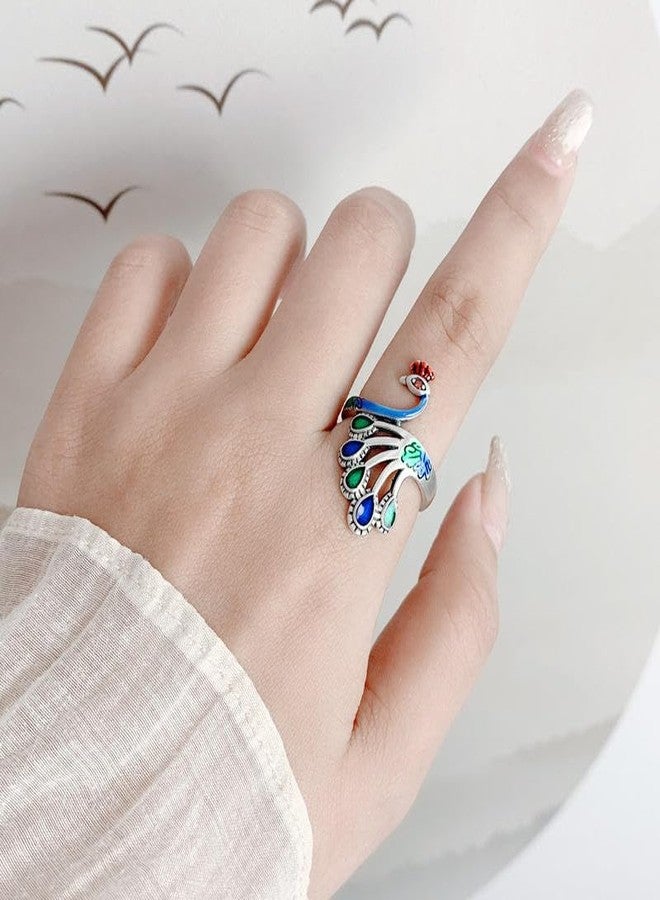 El Regalo Retro Peacock Ring- Beautiful & Colorful Peacock Finger Ring for Girls & Women (Style-3) - Image 2