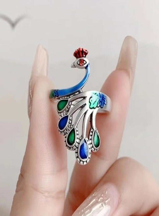 El Regalo Retro Peacock Ring- Beautiful & Colorful Peacock Finger Ring for Girls & Women (Style-3) - Image 5