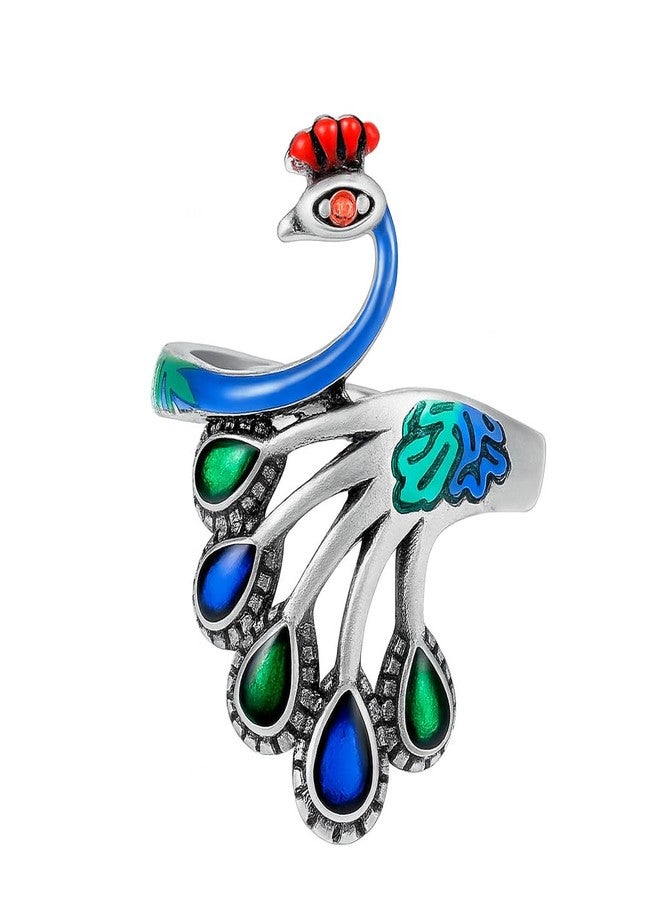 El Regalo Retro Peacock Ring- Beautiful & Colorful Peacock Finger Ring for Girls & Women (Style-3) - Image 1