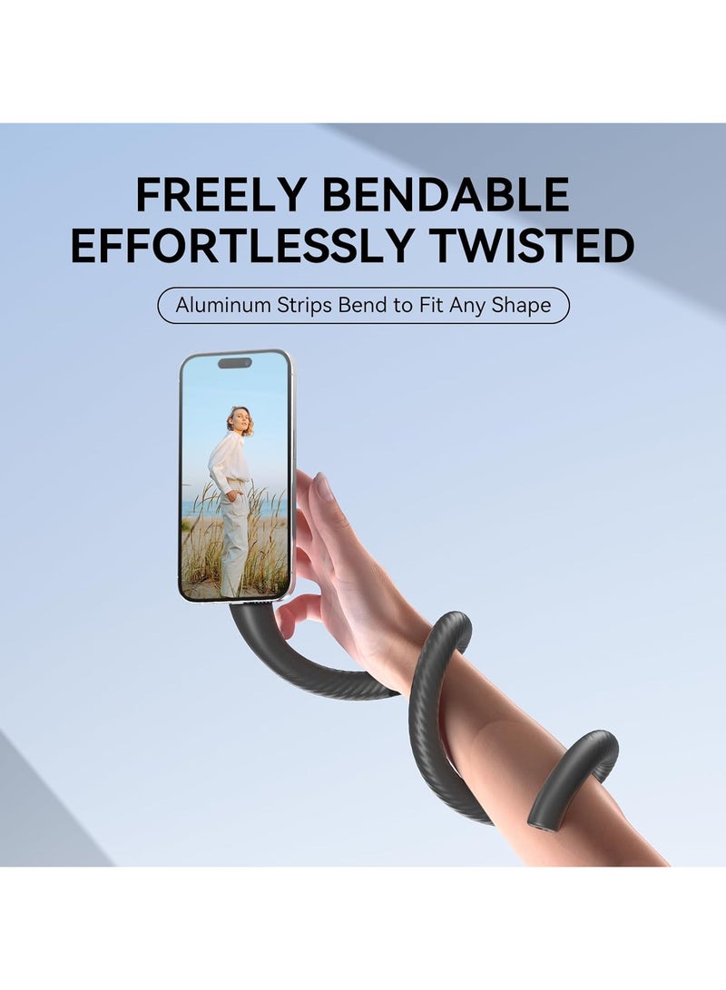 TELESIN Flexible Magnetic Phone Holder Mount Clamp Tripod Stand Stick Pole for Phones, Stroller Treadmill Tube Bike Motorcycle Phone Holder Attach Stand Accessories Arm Mount for iPhone Android Phones - Black - Image 4