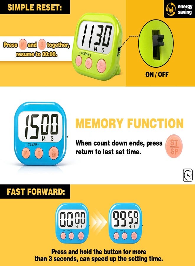 AOUCE Classroom Timers for Teachers Kids Large Magnetic Digital Timer Teacher Supplies 2 Pack-Blue Green - Image 5