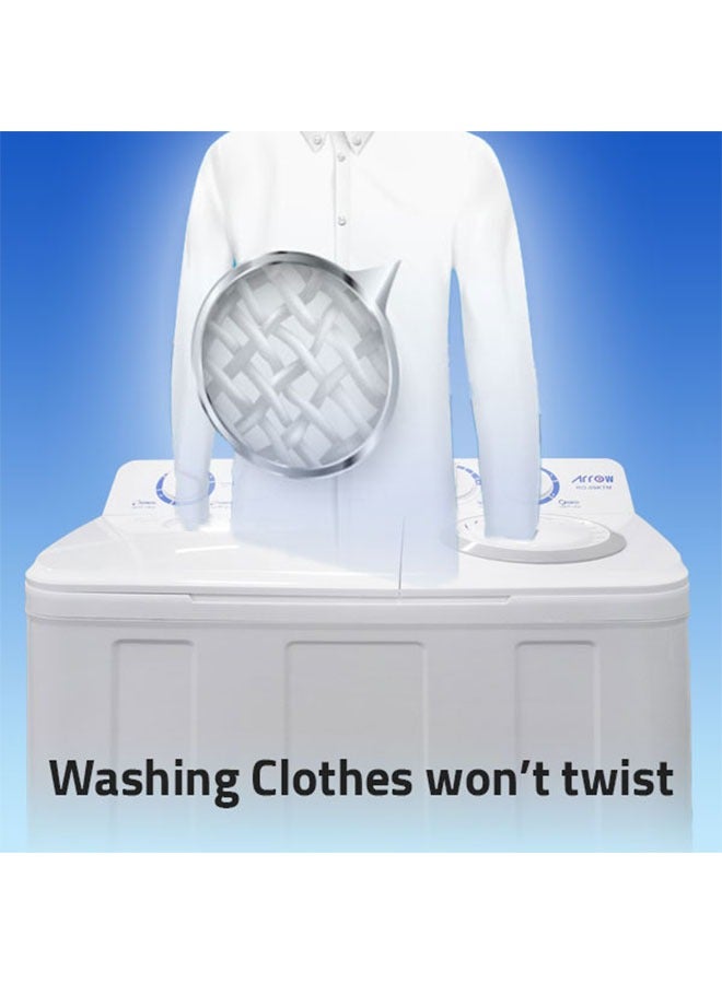 Arrow Twin Tub Semi Automatic Washing Machine - 8kg - White - RO-09KTM - Image 3