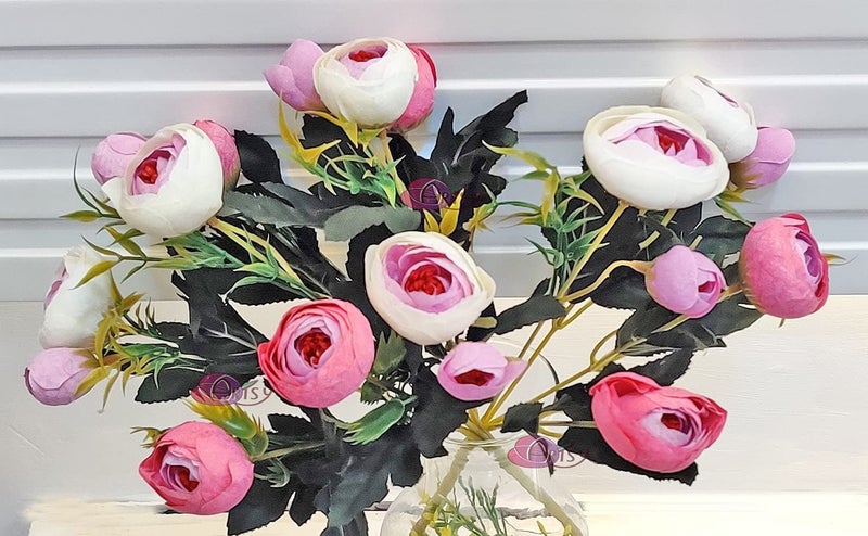 ARTSY Artificial Flowers for Decoration Small Size Rose Bunch Combo (Pack of Two) | VASE NOT Included | - Image 2