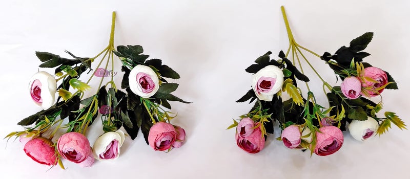ARTSY Artificial Flowers for Decoration Small Size Rose Bunch Combo (Pack of Two) | VASE NOT Included | - Image 3