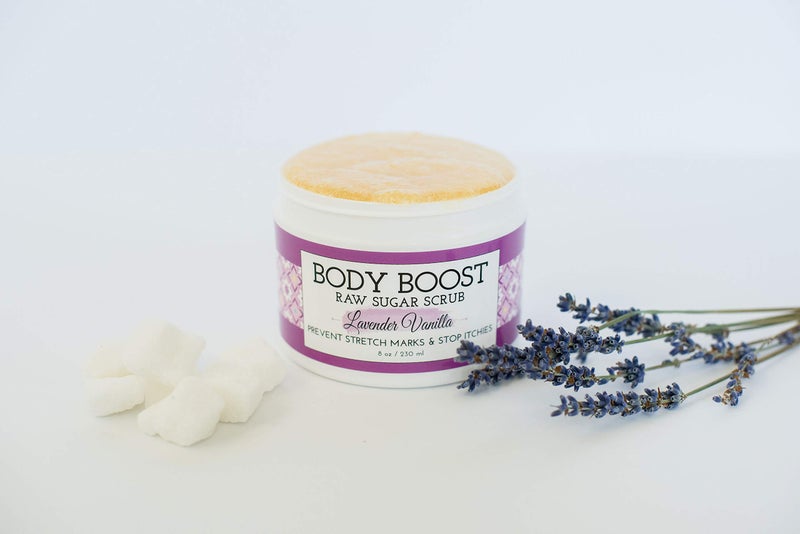 Body Boost Lavender Vanilla Raw Sugar Scrub 8 oz- Help Treat Dry Skin Stretch Marks and Scars- Pregnancy and Nursing Safe- Allergen Free- Vegan - Image 2