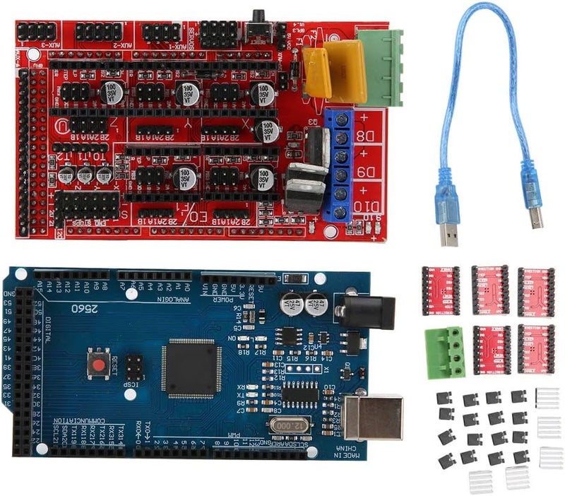 Thincol 3D Printer Controller DIY Kit, RAMPS 1.4 + 2560 R3 Board + 5pcs A4988 Stepper Motor Driver & Heatsink for Arduino RepRap - Image 1
