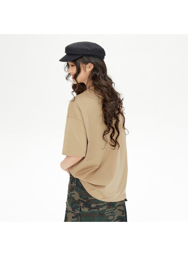 EPTISON Women's Short Sleeve T-shirt - Summer Cotton Round Neck Tee With Contrast Color Letter Print, Loose Fit Casual Top - Image 5