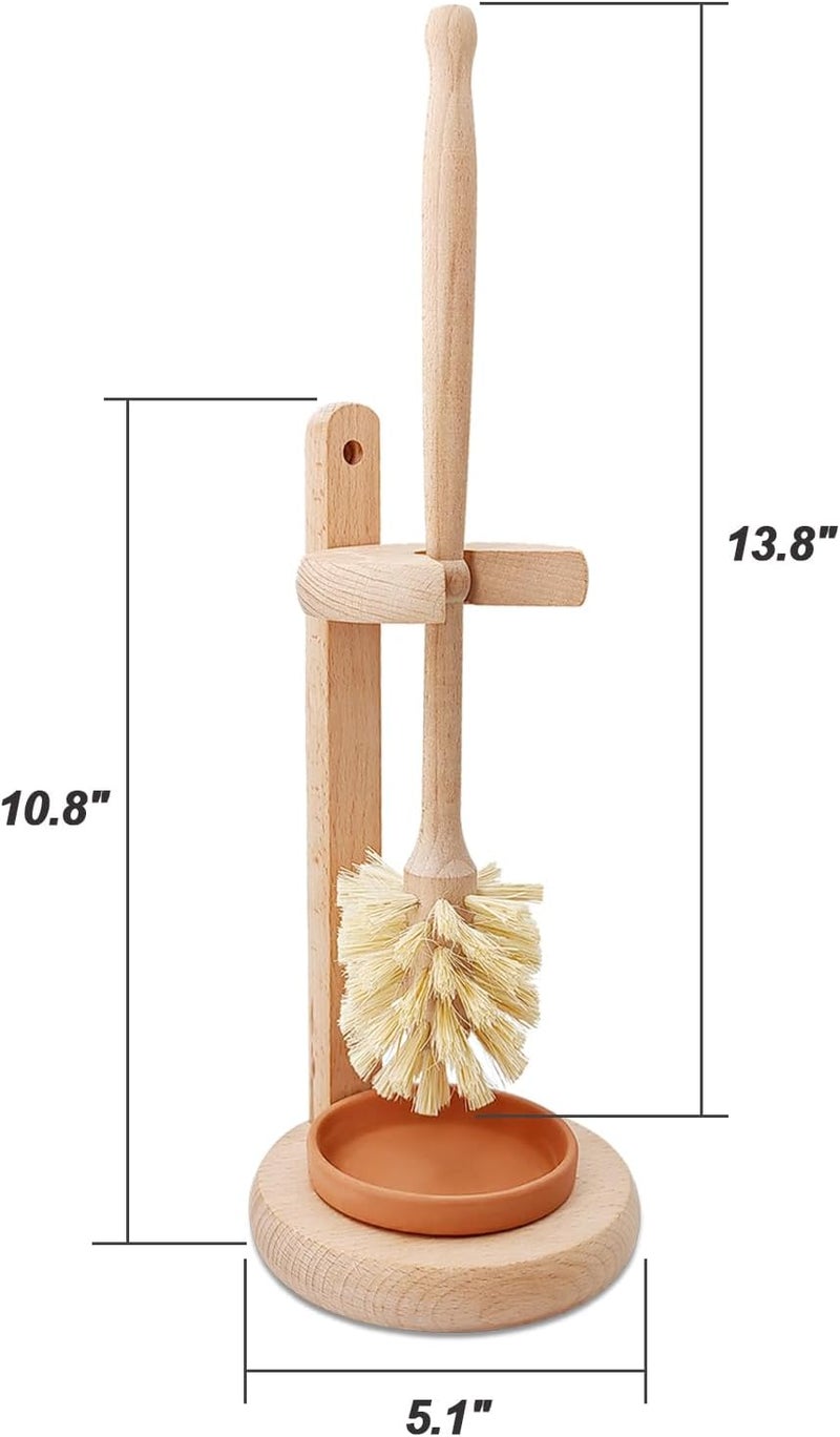 CRAKTH Wood Toilet Brush and Holder Set, Beechwood Toilet Bowl Cleaner for Bathroom, Natural Sisal Bristles Toilet Scrubber with Stand - Image 5