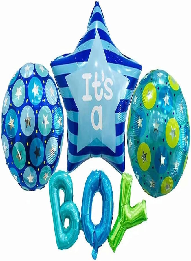 Secret 5 PCS Blue It's a Boy Foil Balloons for Children Birthday Party Gender Reveal Party Baby Shower Decorations