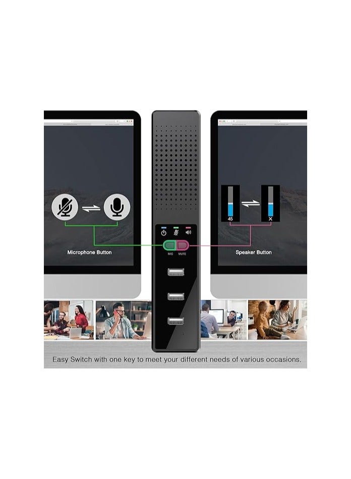 erorex 3-in-1 Computer Speaker with Microphone, USB Powered PC Speakers for Smart Home Office and Online Study, Portable External Desk Speakers with Hubs, Plug & Play  - Image 3
